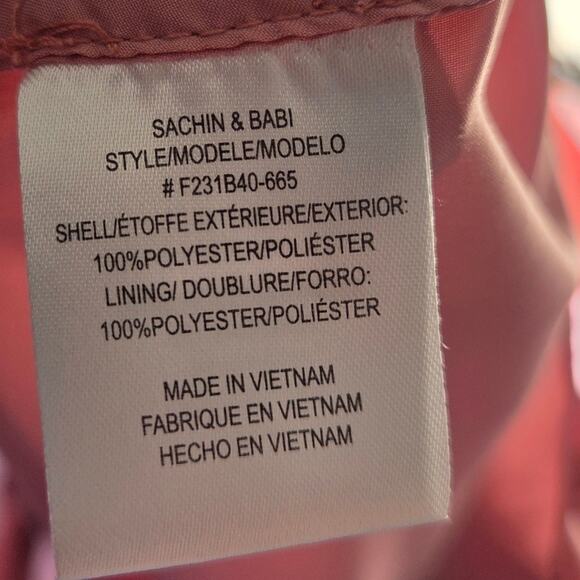 Sachin + Babi Aurora Square Neck Crinkle Georgette Gown Petal Pink Rouge Size 8 - Picture 3 of 6